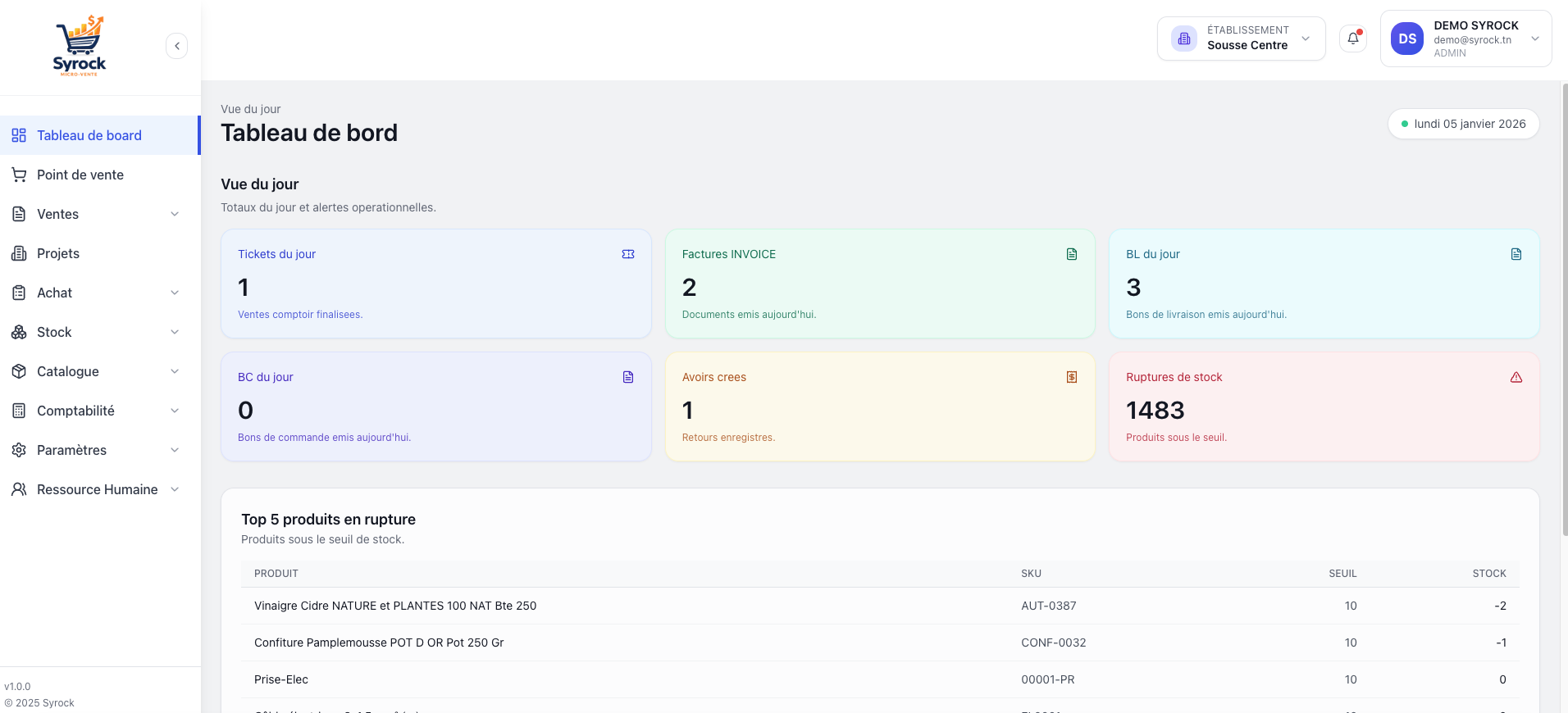 Syrock mini ERP for micro-sales